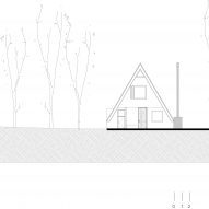 Elevation drawing of an A-Frame house