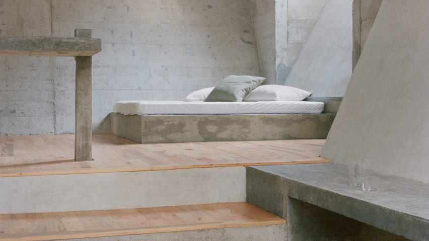 Concrete day bed in interior
