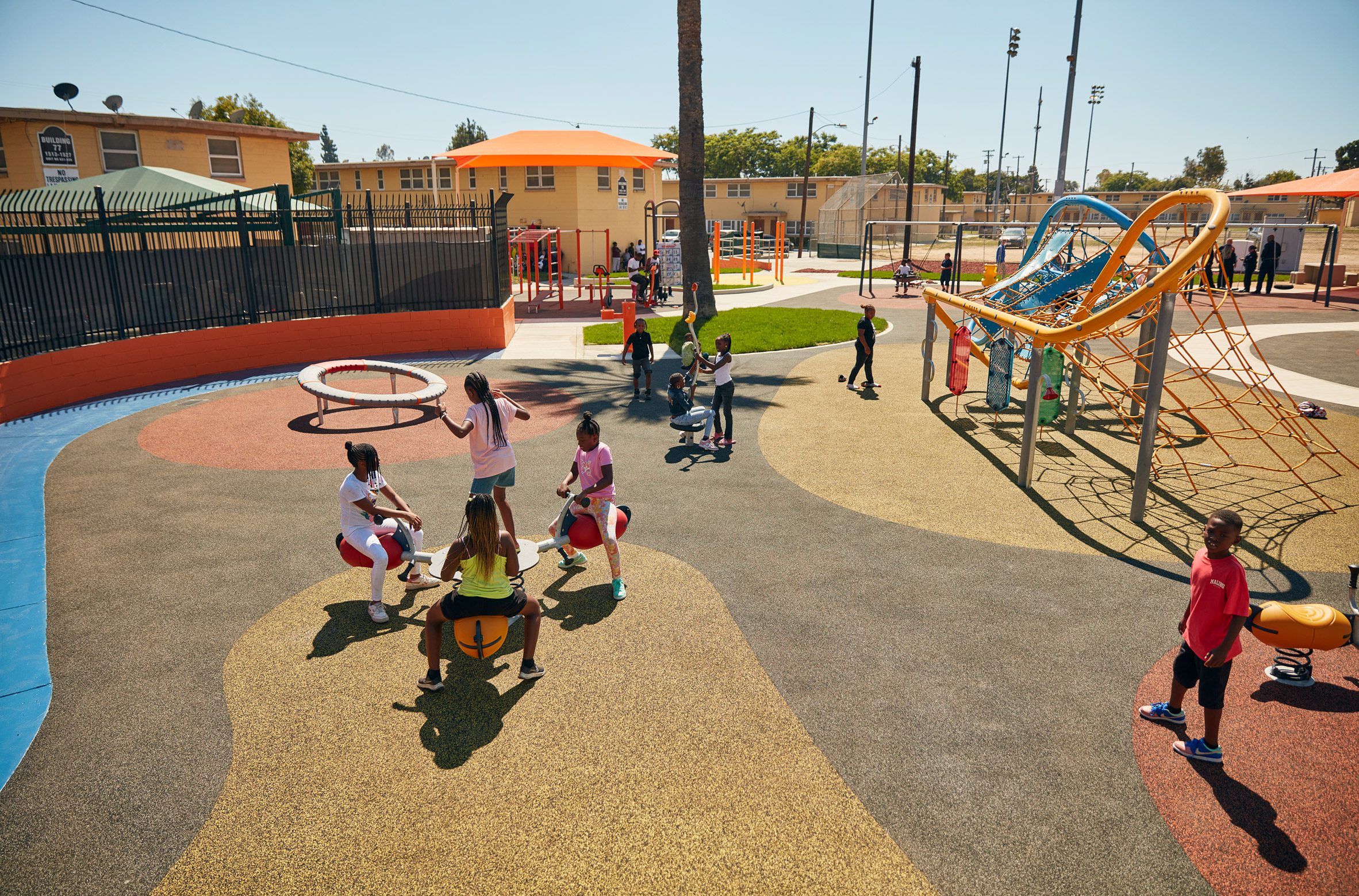 Children playing in Los Angeles playground