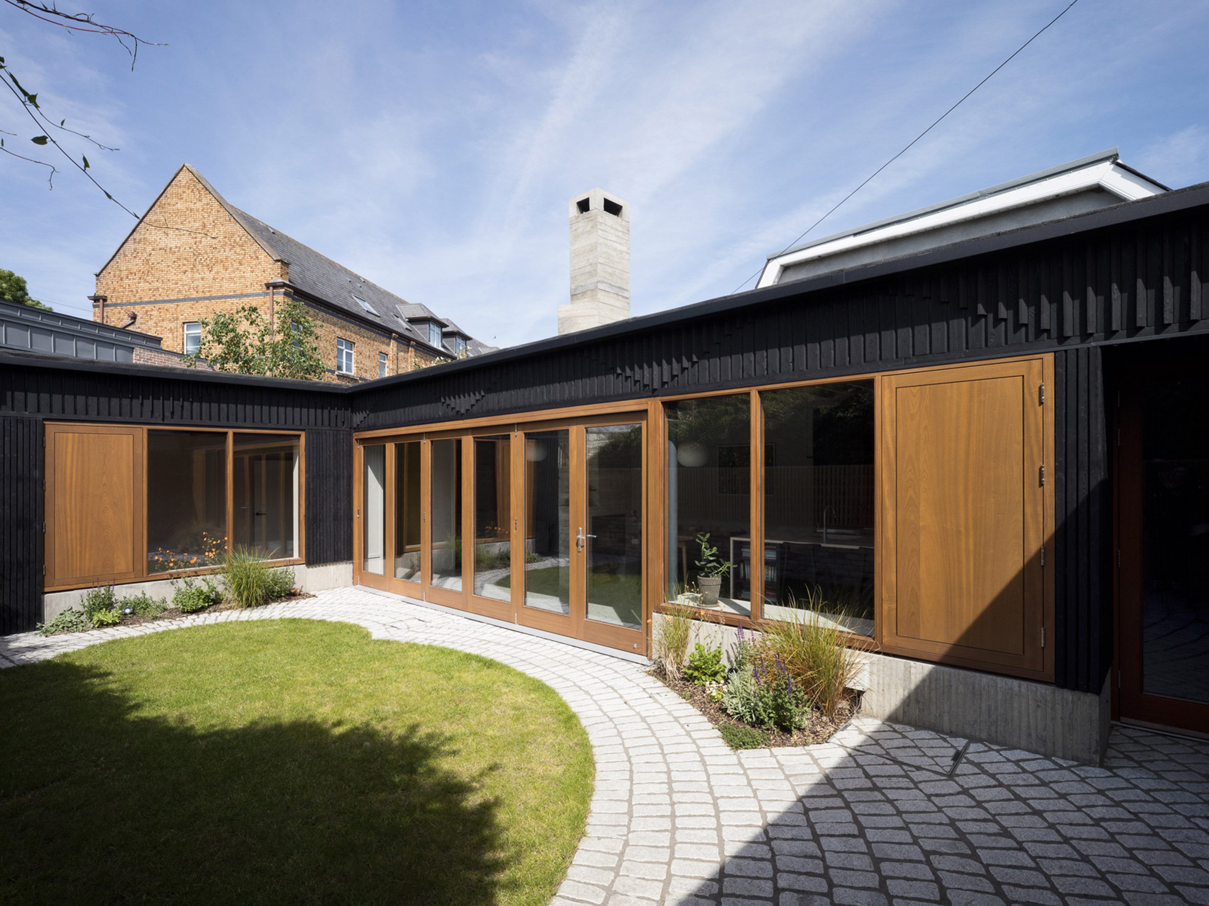 Charred timber house extension