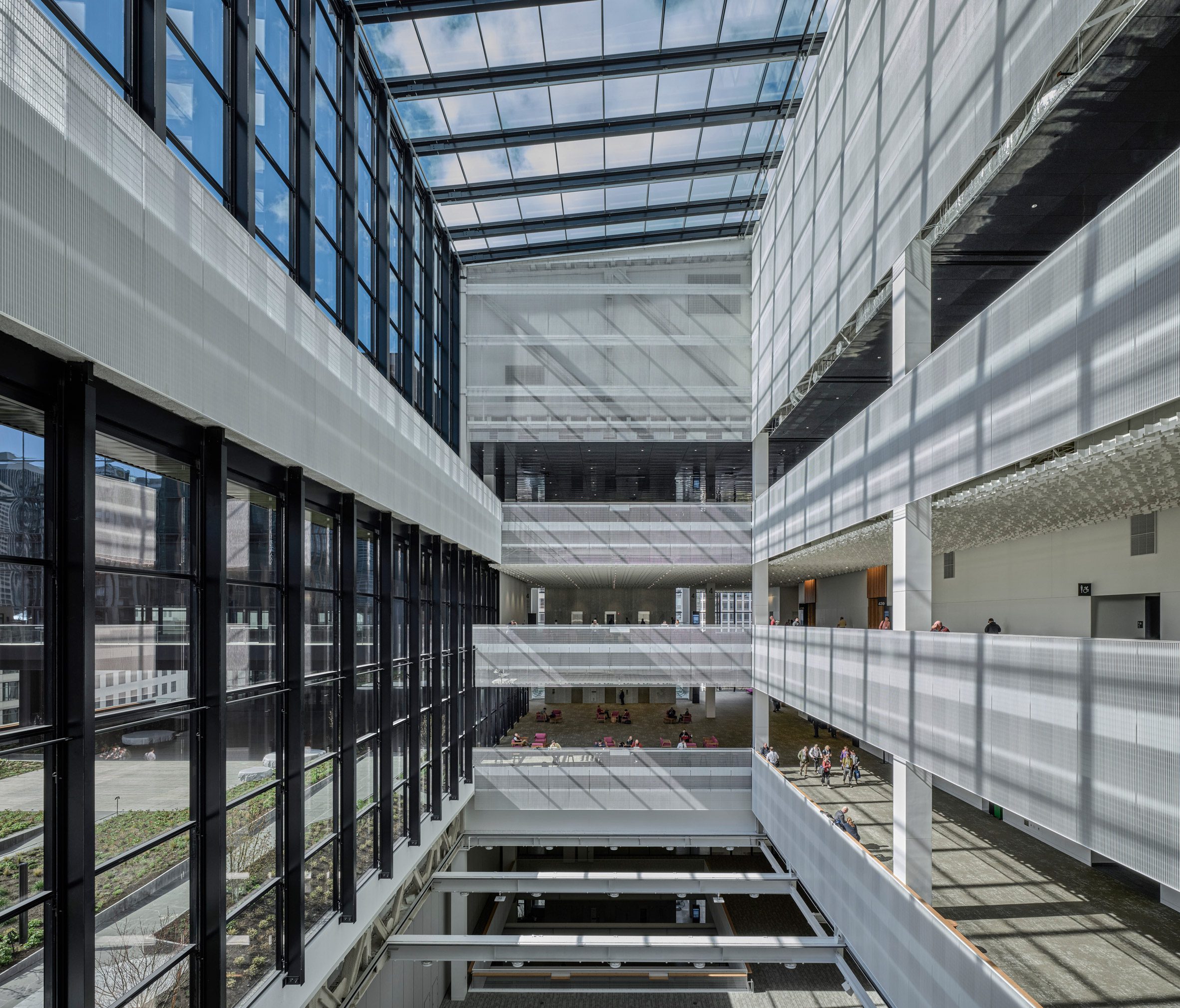 A central atrium spanning multiple floors
