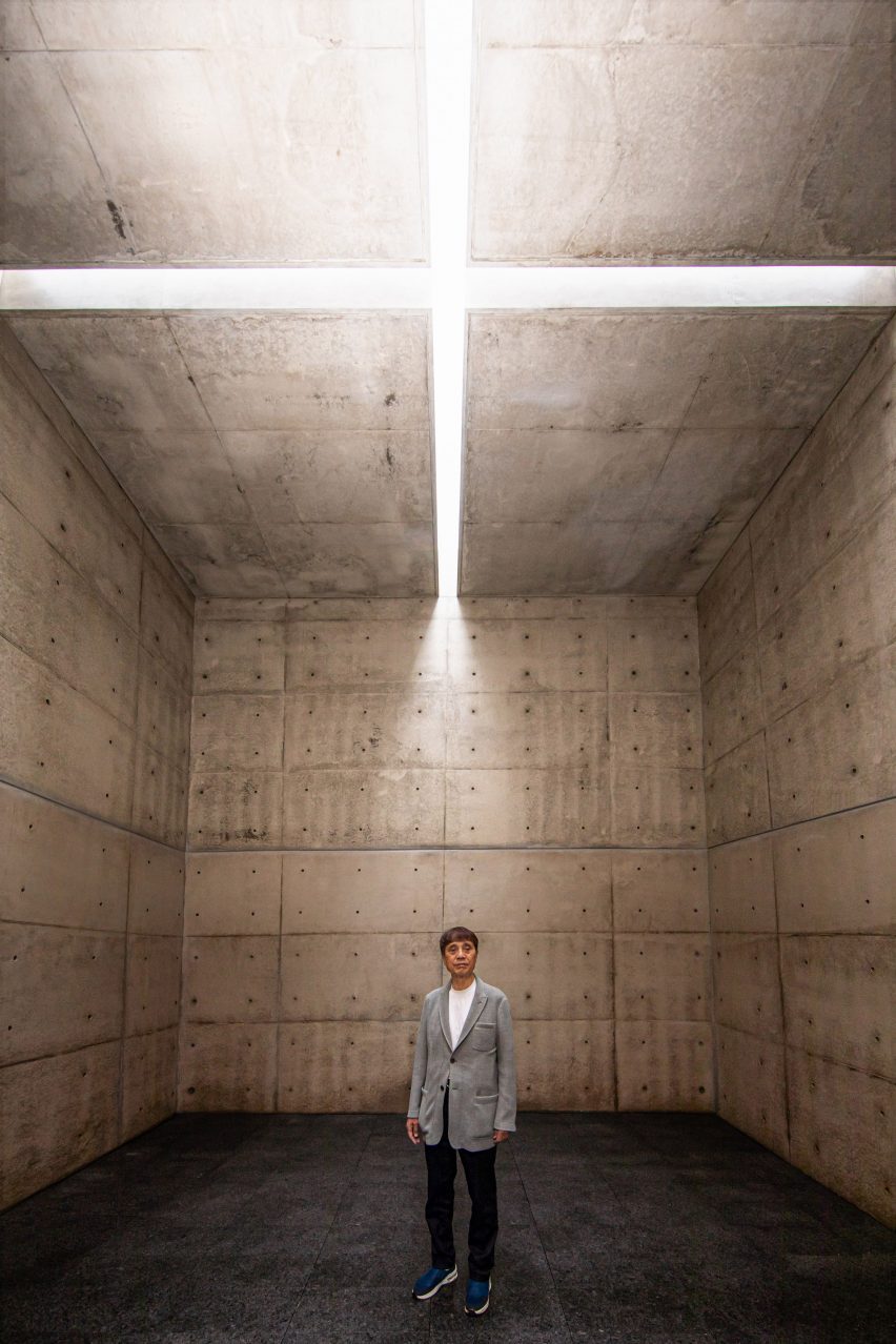 Tadao Ando inside the Space of Light at Museum SAN