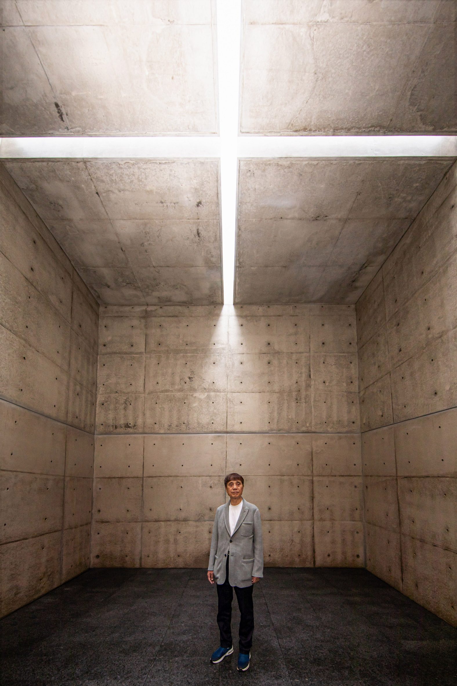Tadao Ando inside the Space of Light at Museum SAN