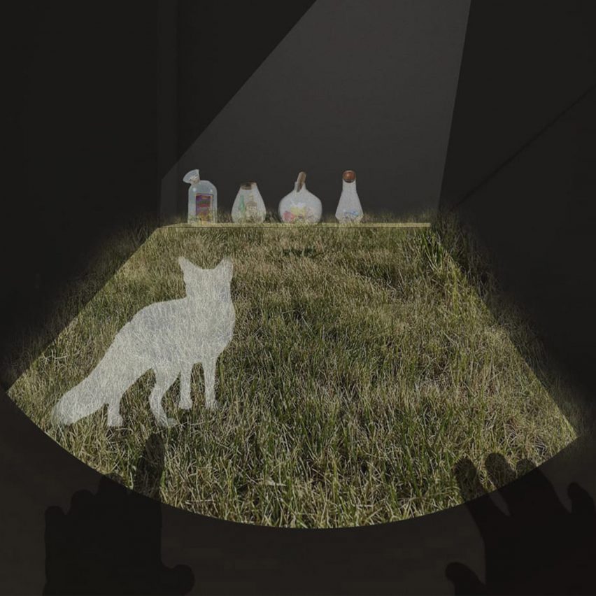 Visualisation from the perspective of a fox of an interactive installation