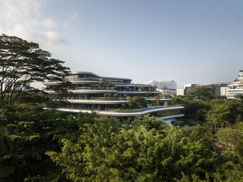 Внешний вид офиса в Сингапуре с засаженными террасами