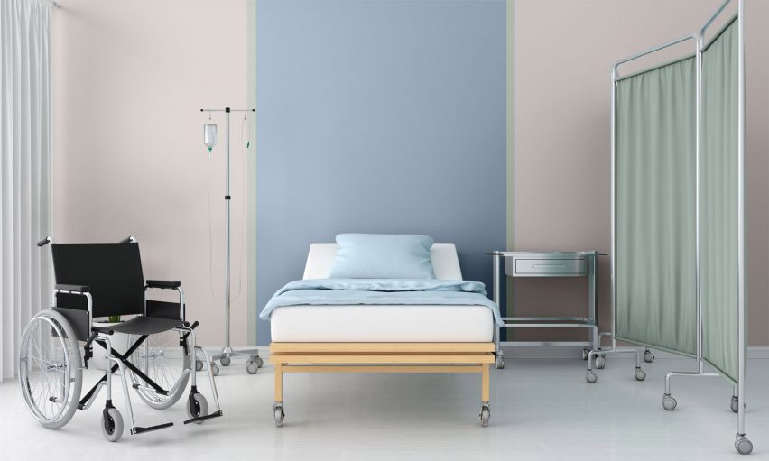 Blush coloured walls in a ،spital ward