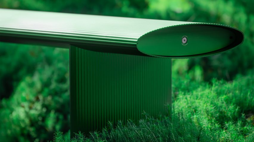 Photo of green aluminium bench by Hydro and Lars Beller Fjetland