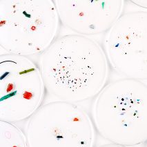Photo of pieces of plastic in resin
