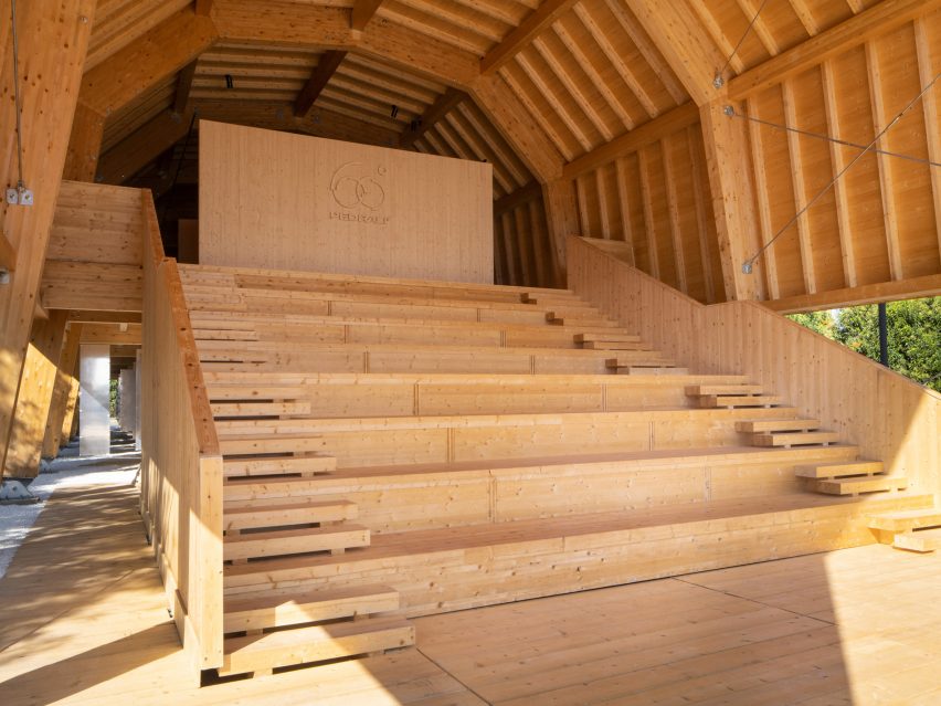 Pavilion's stage made from wood