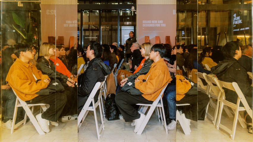 Photo of people sat on chairs at a discussion