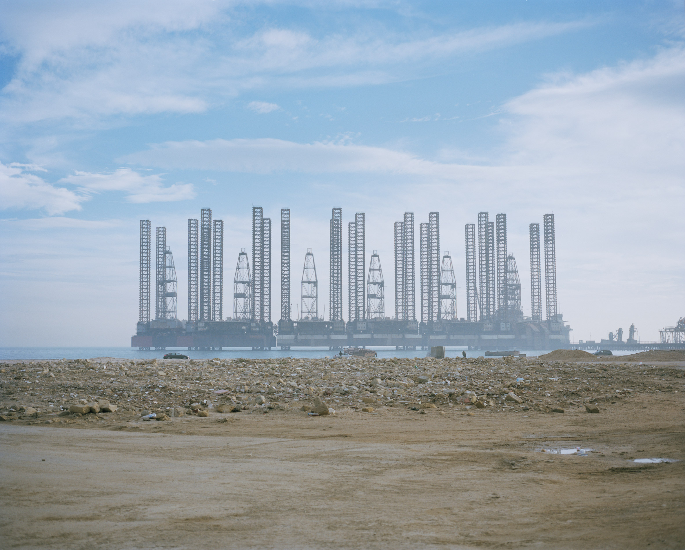 Oil platforms in Baku, Azerbaijan