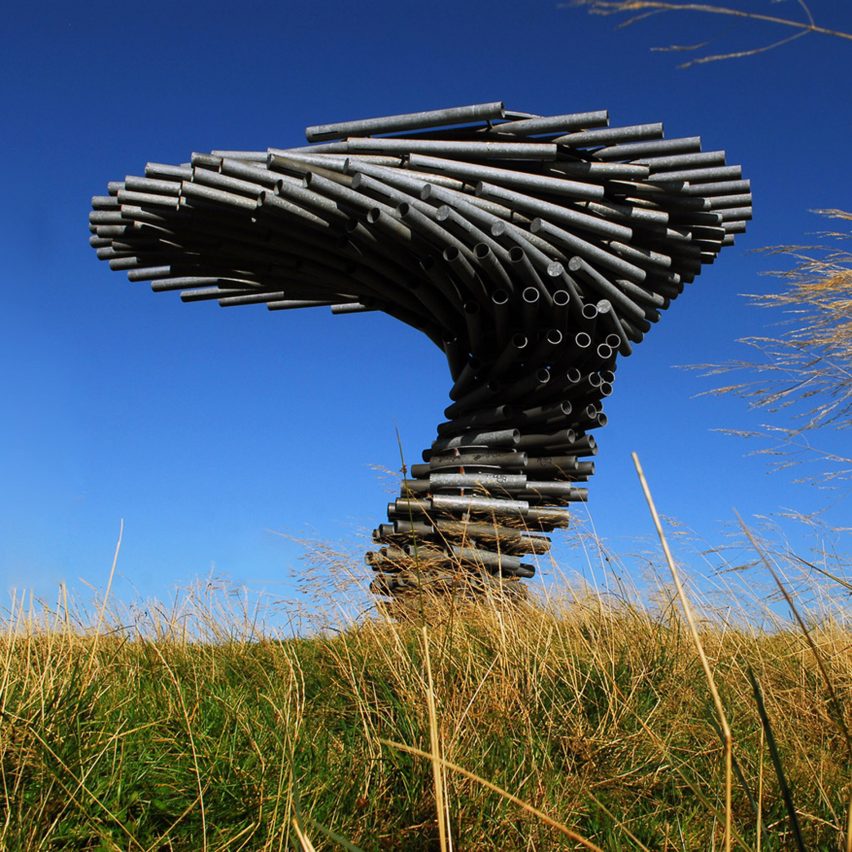 Hillstop sculpture called Singing Ringing Tree
