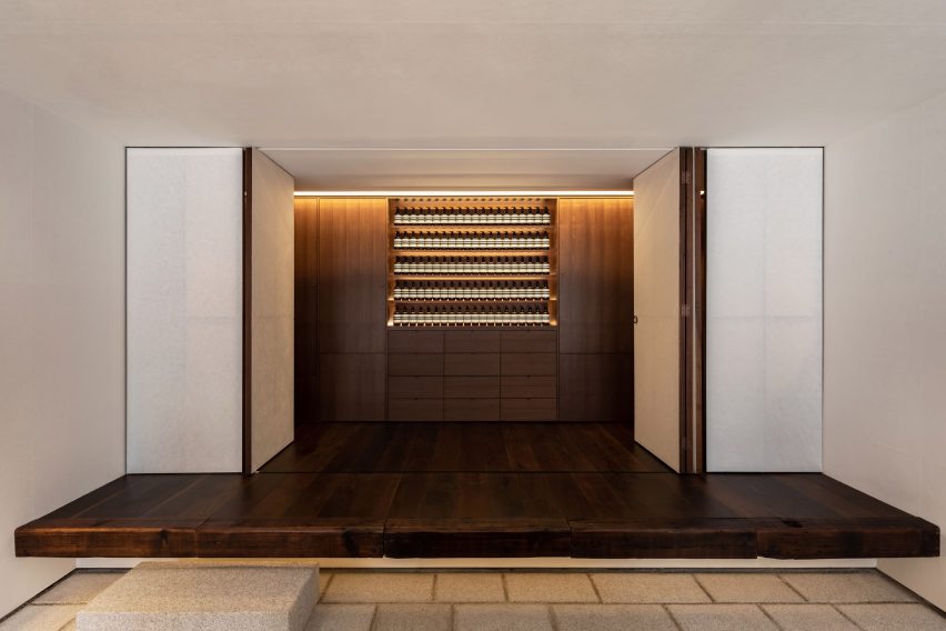 Timber accents within South Korean Aesop store