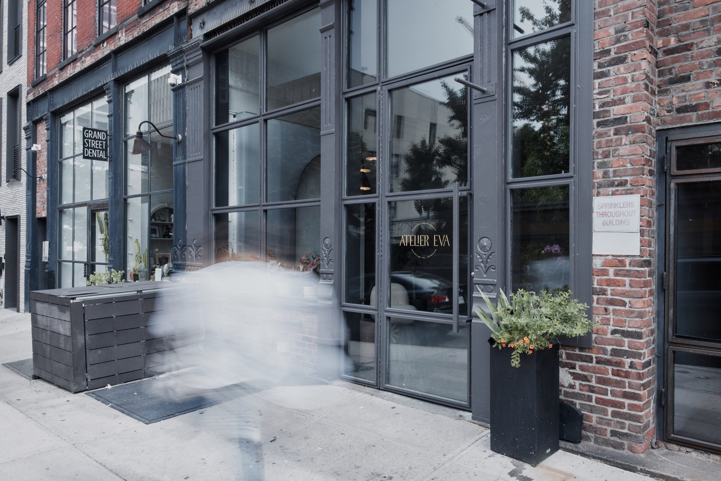 Exterior view of Atelier Eva studio on Grand Street, Brooklyn