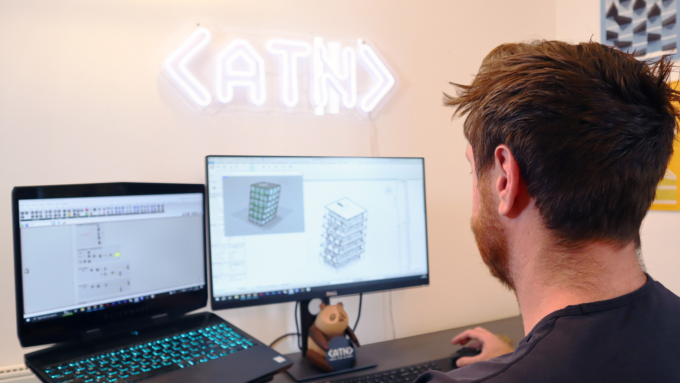 ArchiTech course student working on 3D digital Architectural model