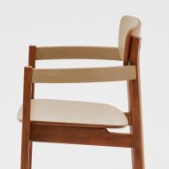 Photo of brown chair on white backdrop