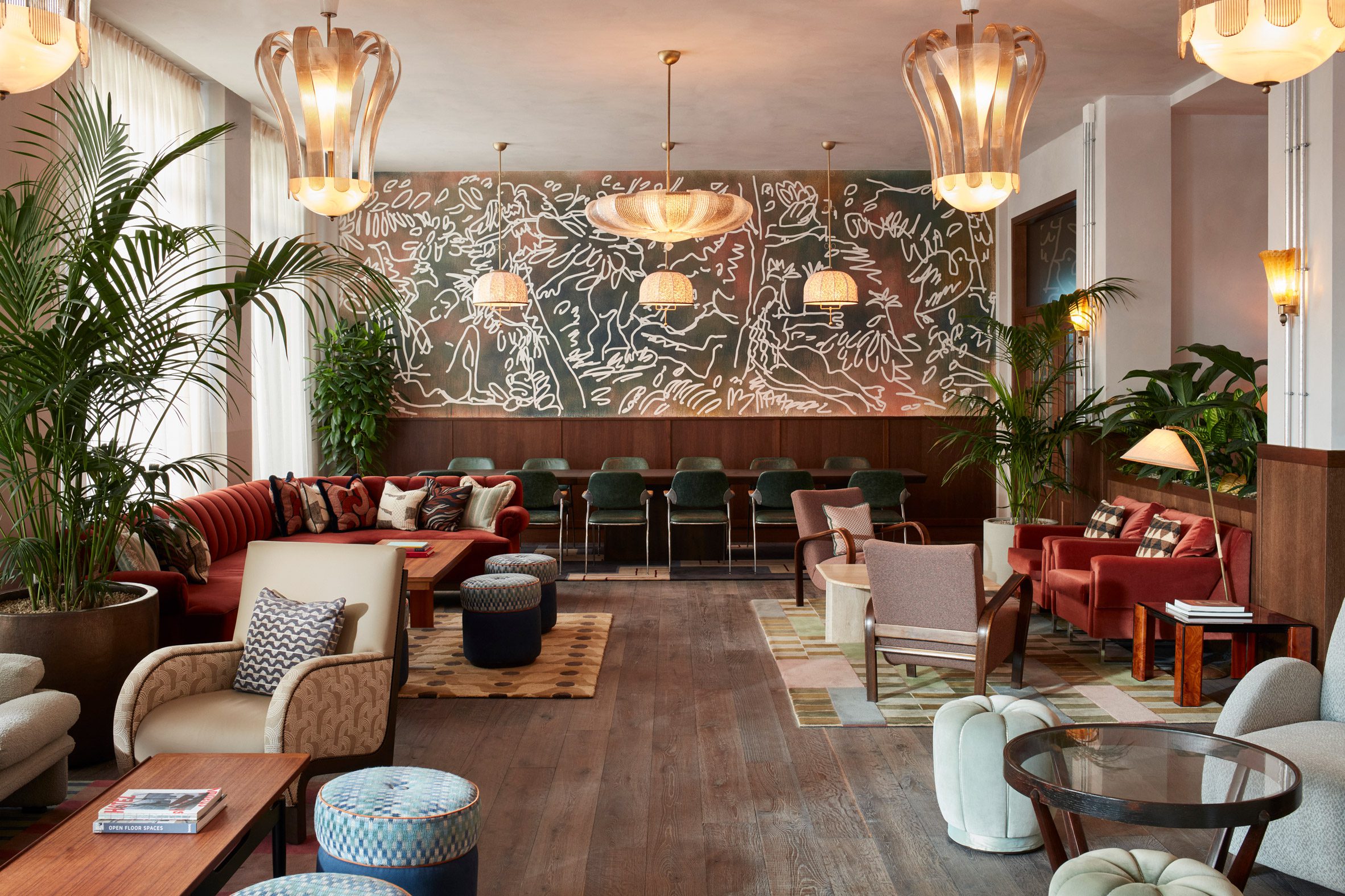 Overview of lobby in The Hoxton hotel in Charlottenburg, Berlin