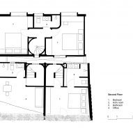 Second floor plan of a housing scheme in Cambodia by Bloom Architecture