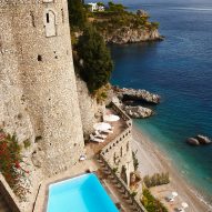 Cliffside hotel on Italy's Amalfi Coast incorporates medieval stone defences
