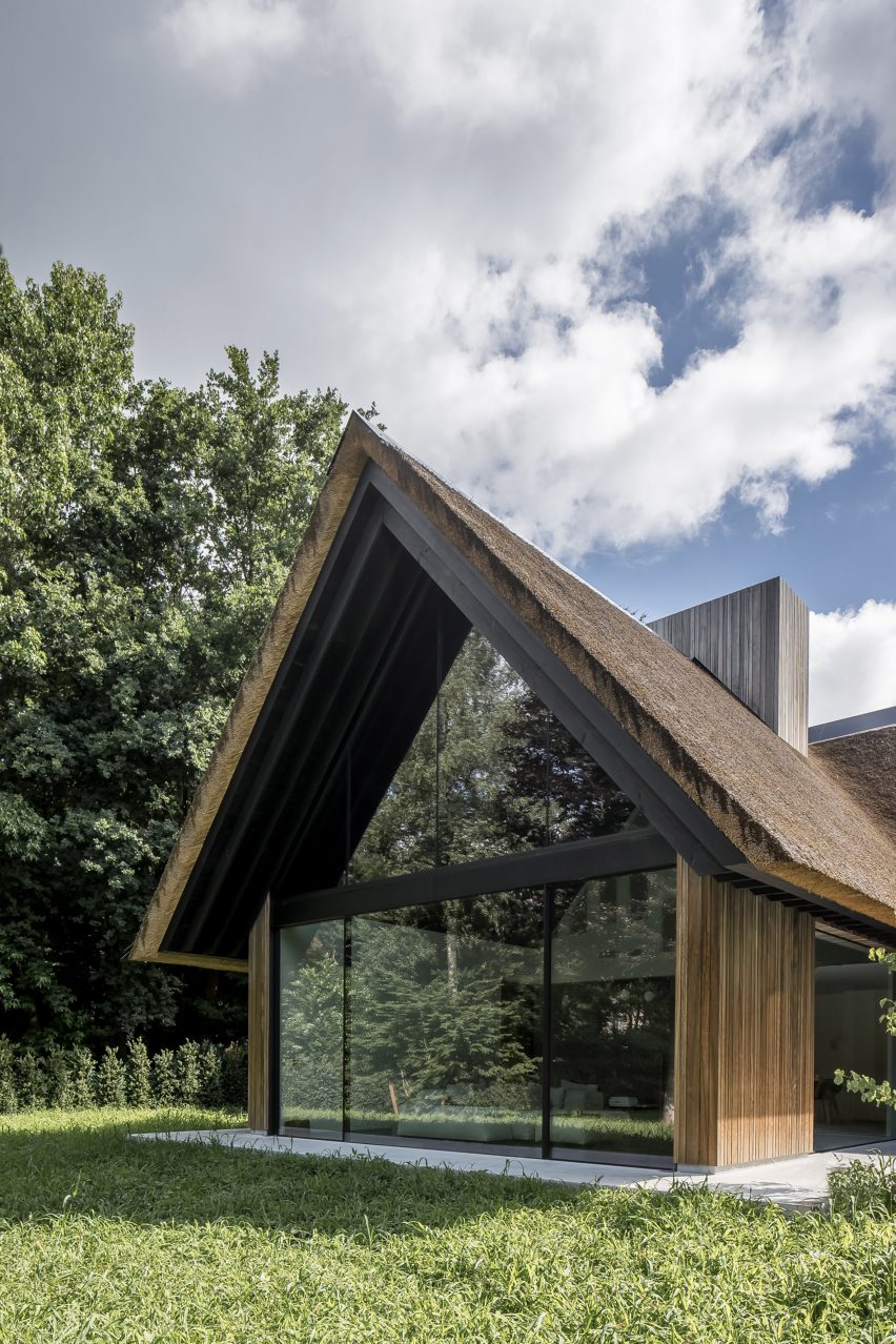 Glazed gable end of the extension at Villa VD by Britsom Philips 