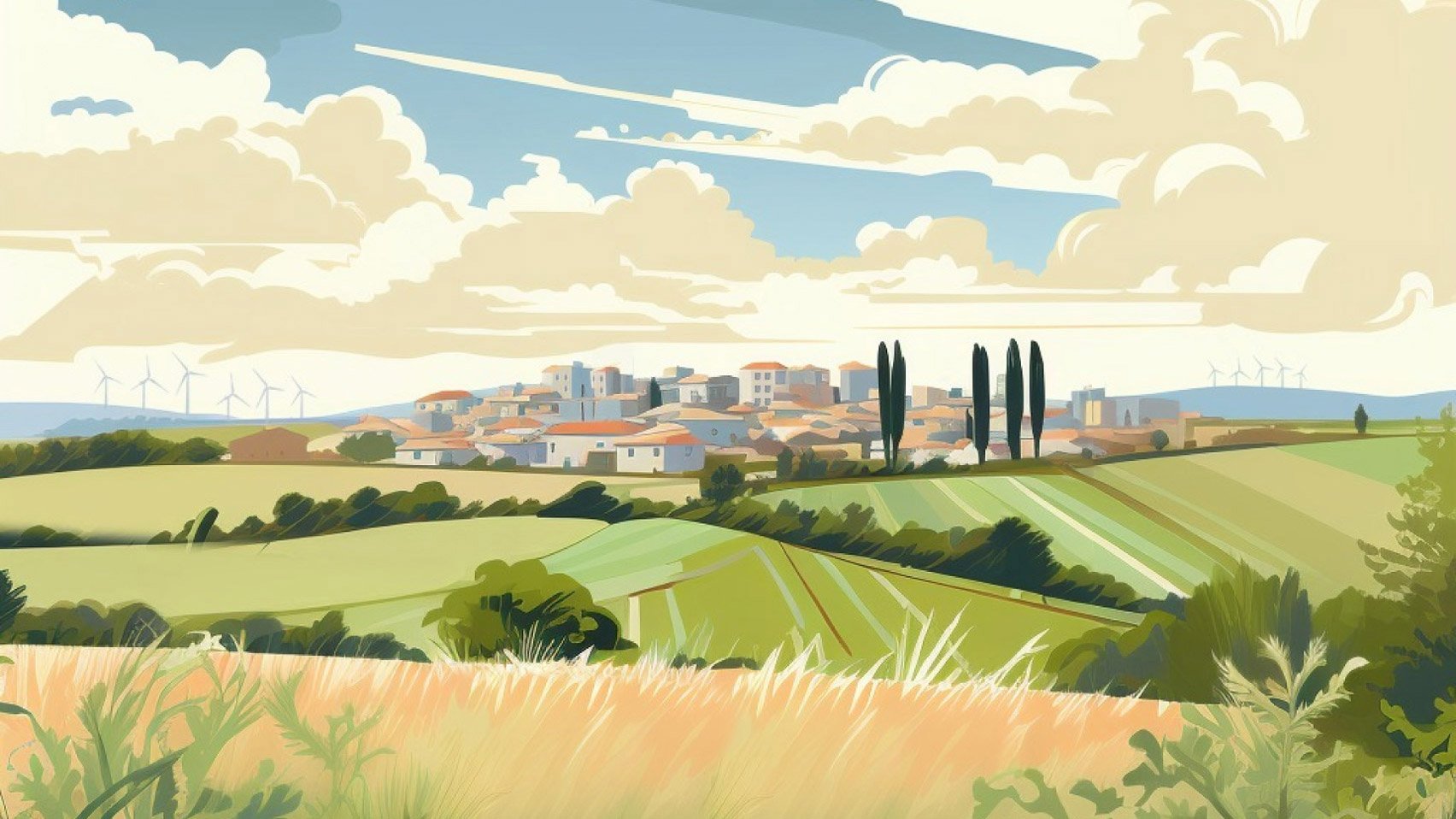 Illustration of Solano county city California Forever by Flannery Associates