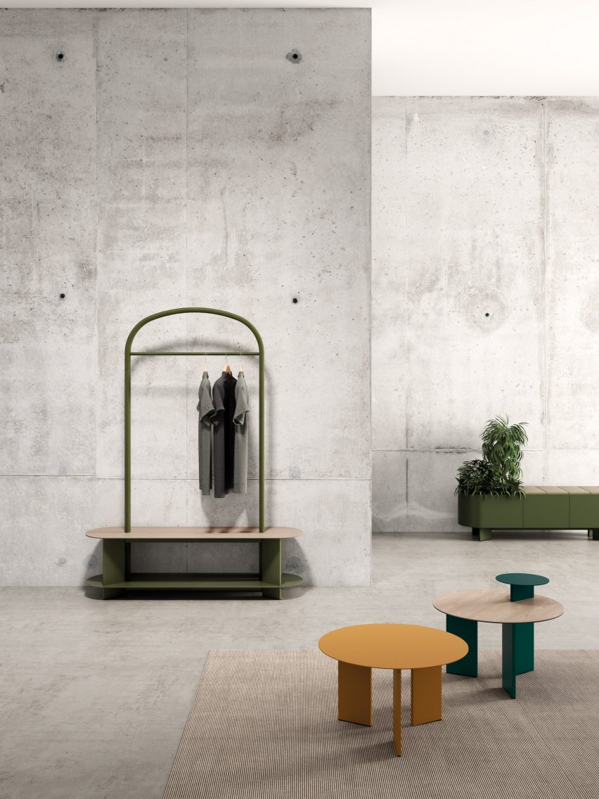 Croma wardrobe, tables and planter bench by Lagranja Design for Systemtronic