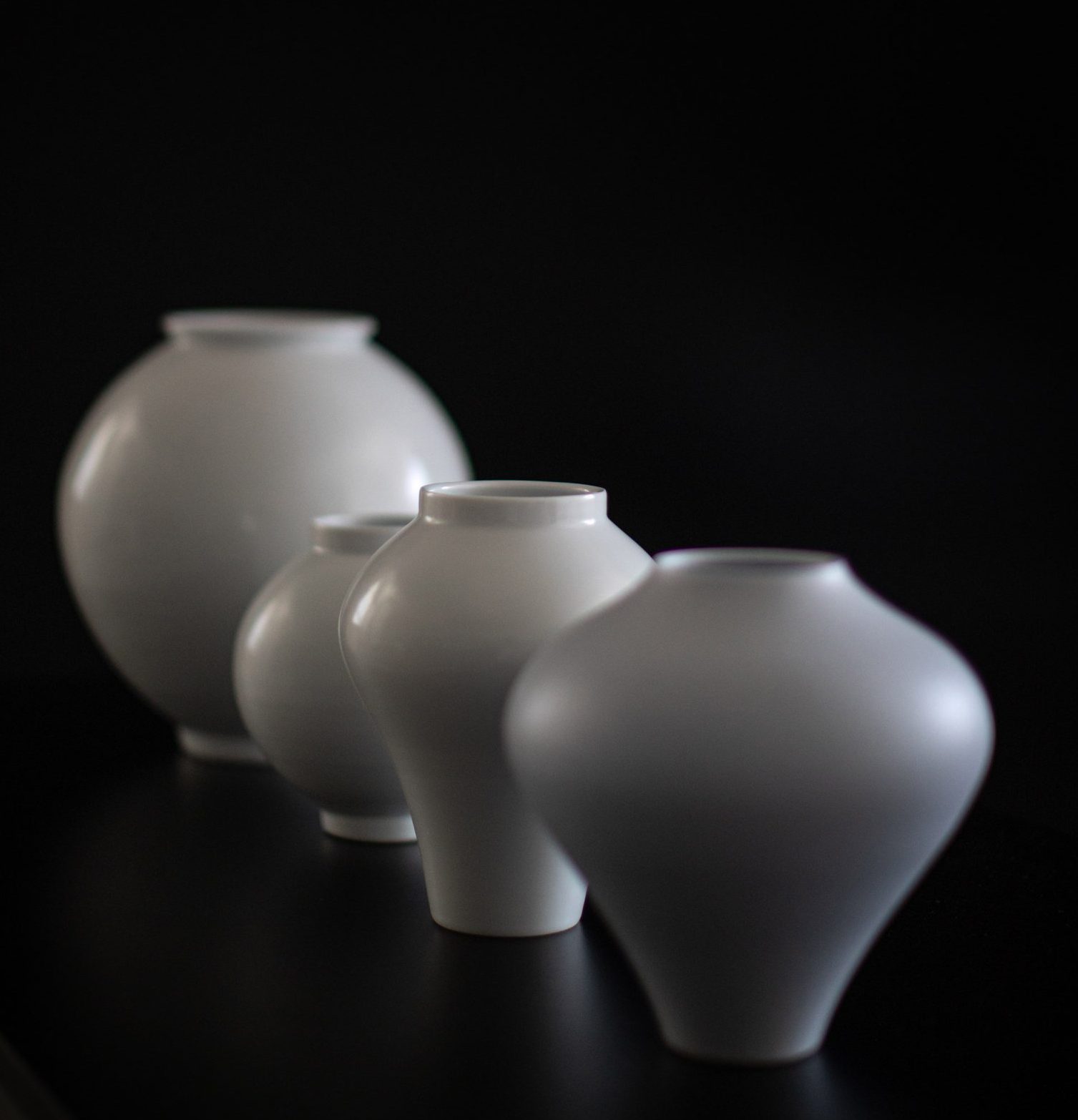 Photo of moon vases by Shin Dong-boem, Joseon Baek-ja series, 2023