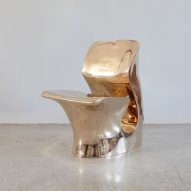 Reflective gold chair at the Growth and Form exhibition at Gallery Fumi