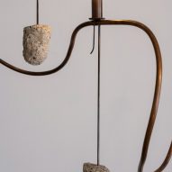 Copper floor lamp at the Growth and Form exhibition at Gallery Fumi