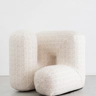 Sculptural white seating at the Growth and Form exhibition at Gallery Fumi
