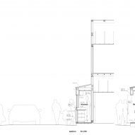 Section drawing of a coffee kiosk by G Architects Studio