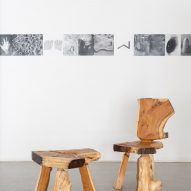 Wooden seating at the Growth and Form at Gallery Fumi