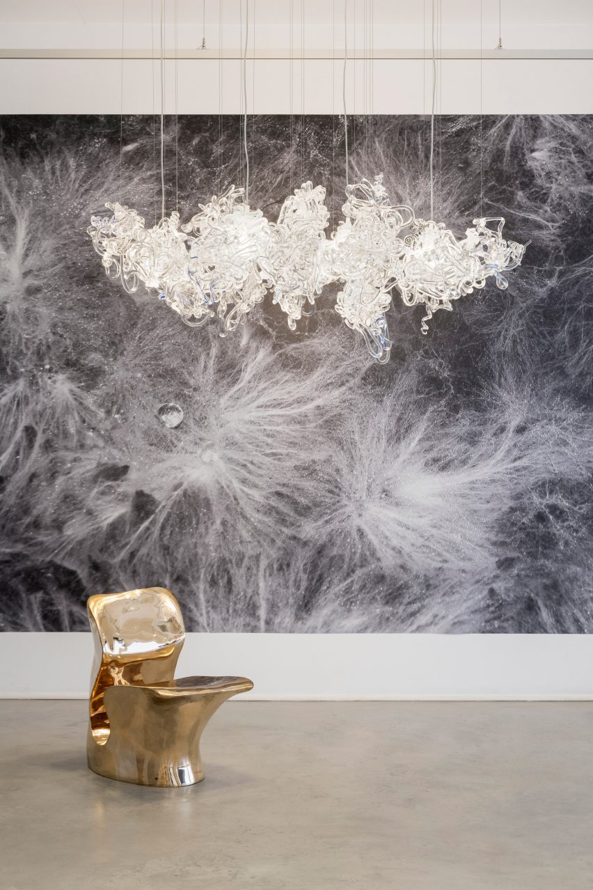 Chandelier and chair at Gallery Fumi