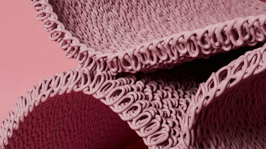 Photo of detail of the Digitally Woven chair by Gareth Neal and the New Raw