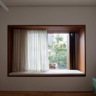Wooden seat in a window