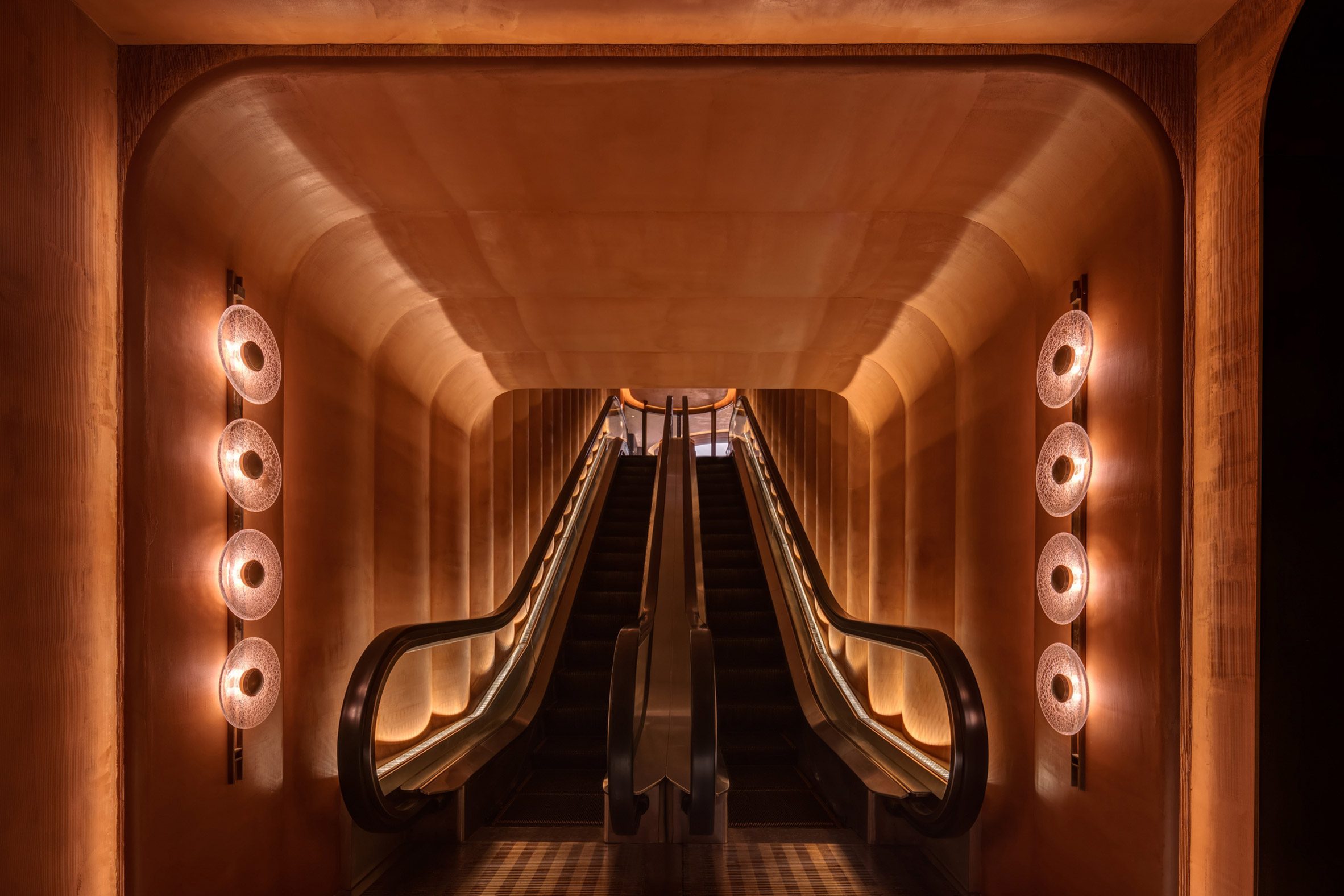 Entrance escalator of Gym Town in Hong Kong by MR Studio