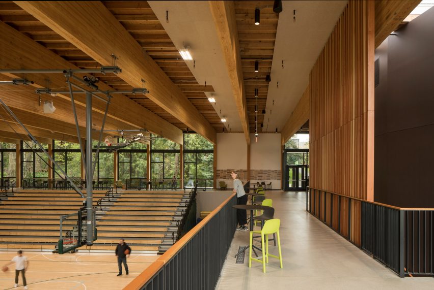 Timber sports hall at Oregon Episcopal School by Hacker Arcihtects
