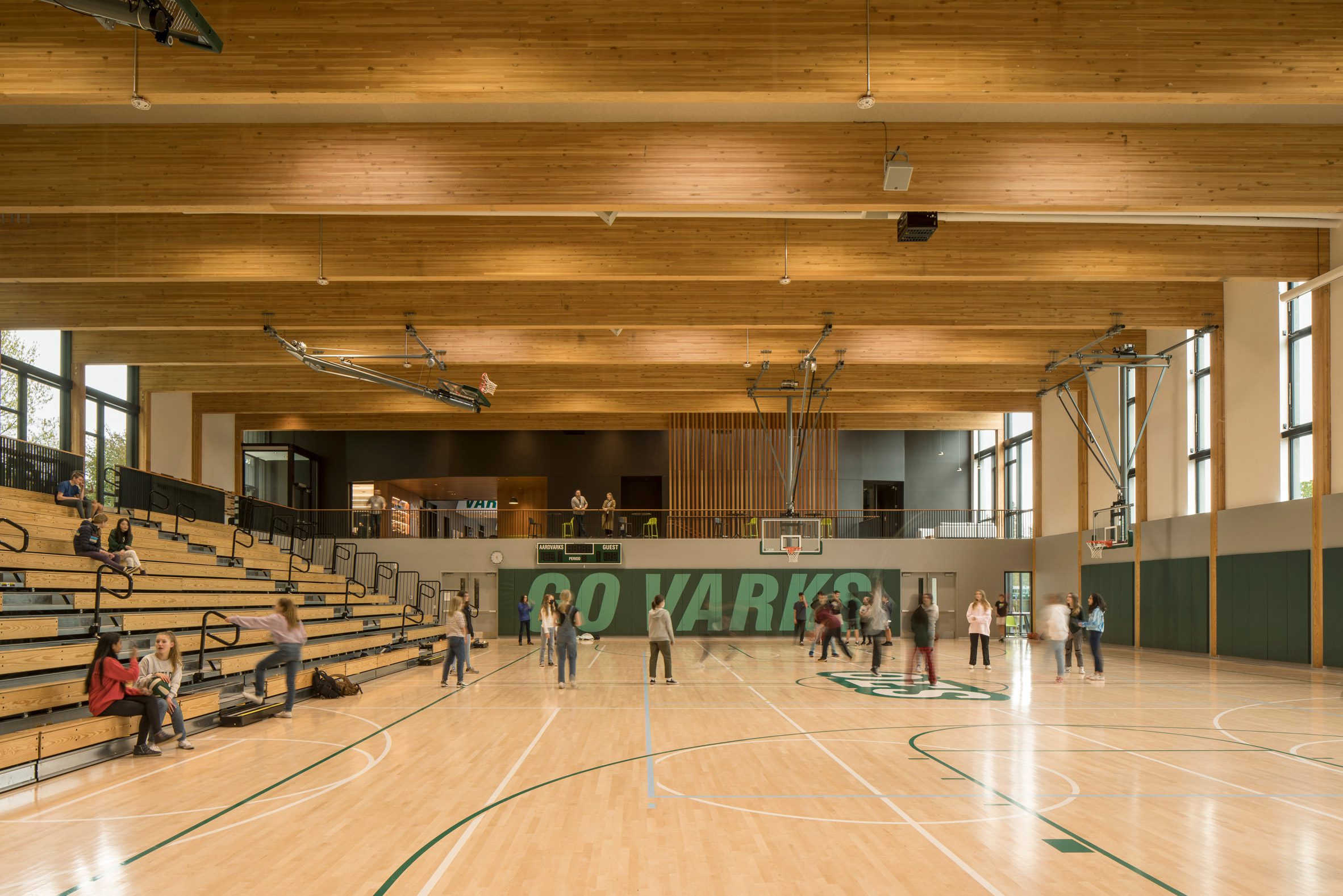 Timber indoor sports court at Oregon Episcopal School
