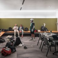 Locker room at the Oregon Episcopal School Athletic Center by Hacker Architects