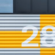 Grey and yellow corrugated cladding