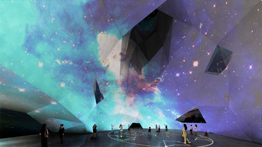 Galaxy projection in the Space Crystals museum by Open Architecture