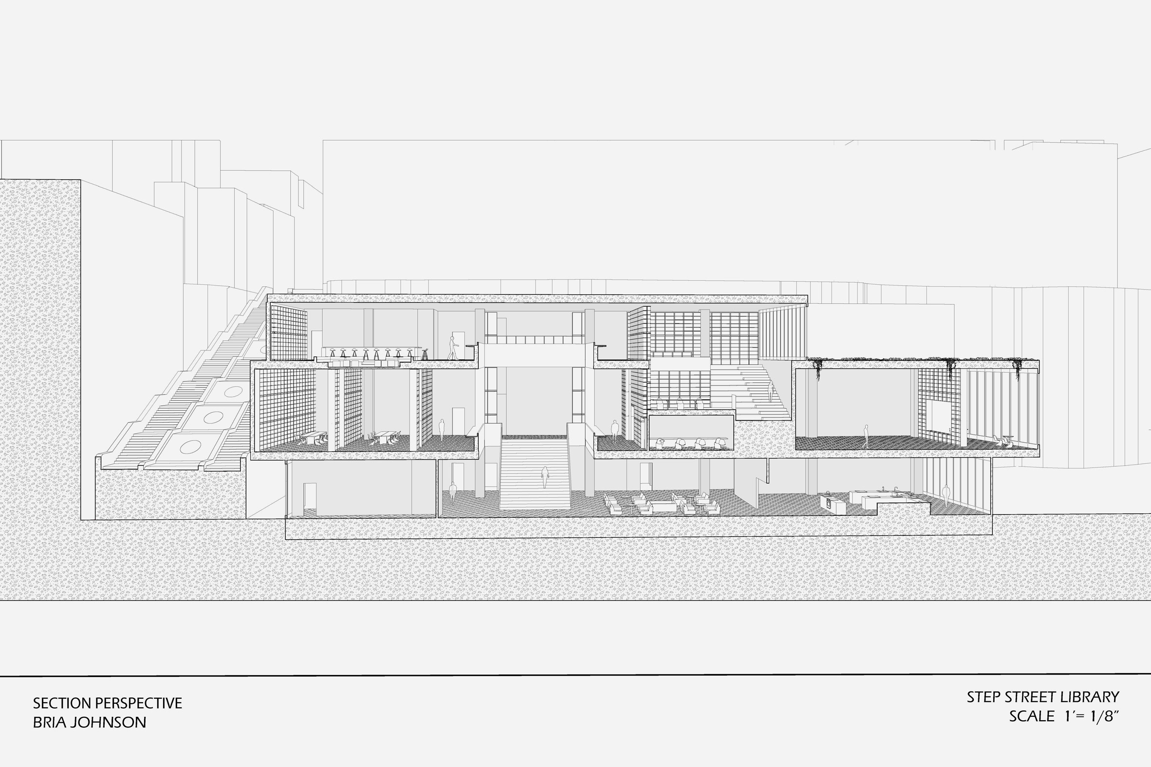 Sectional view of building