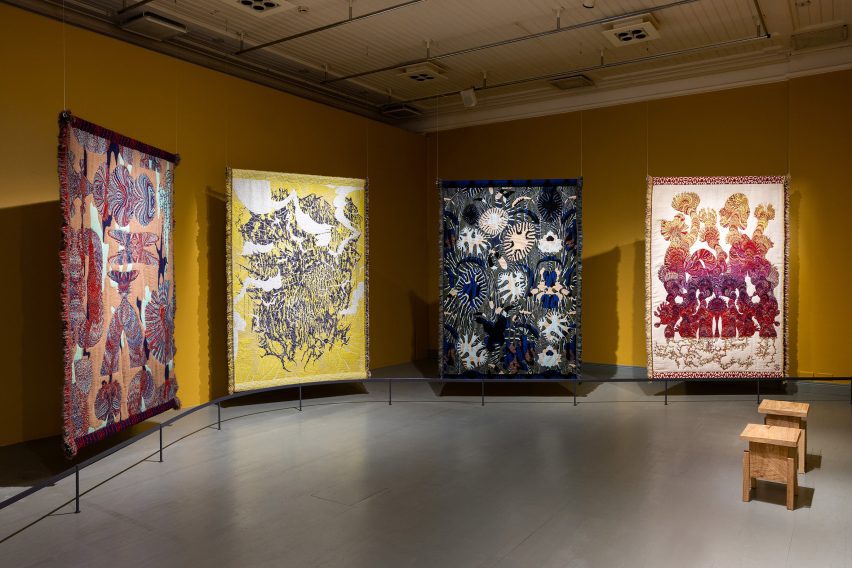 Large-scale colourful textiles by Kustaa Saksi