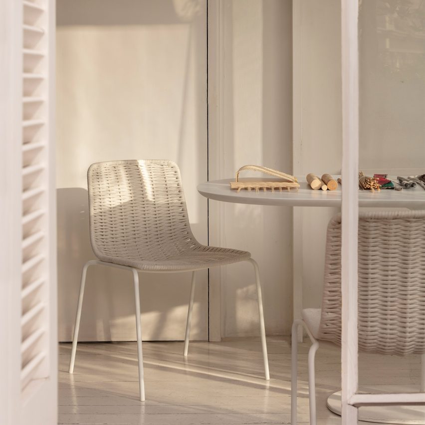 Woven Lapala chair by Expormim in a white dining area