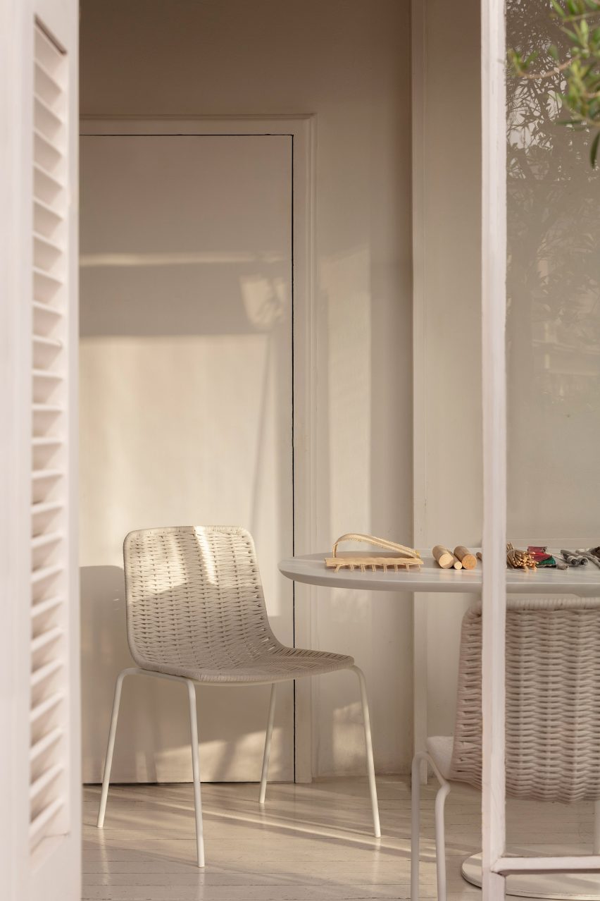 Woven Lapala chair by Expormim in a white dining area