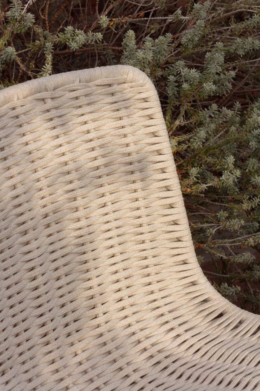 Close up of the woven Lapala chair by Expormim