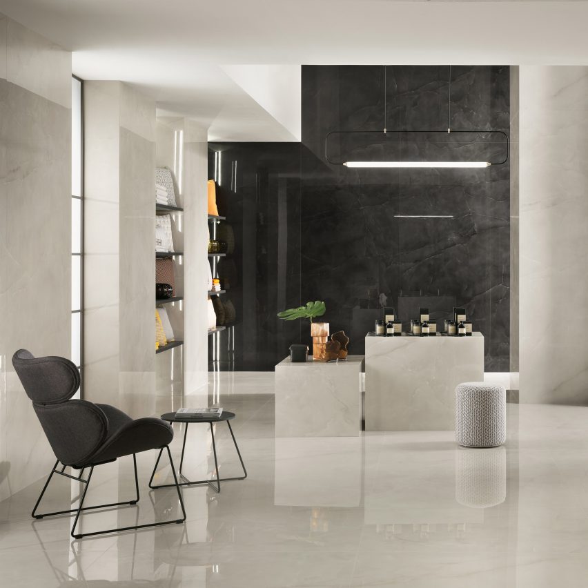 White and black Marvel Onyx surfaces by Atlas Concorde
