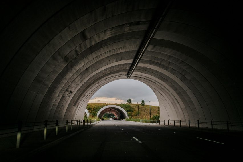 The view from underneath a tunnel