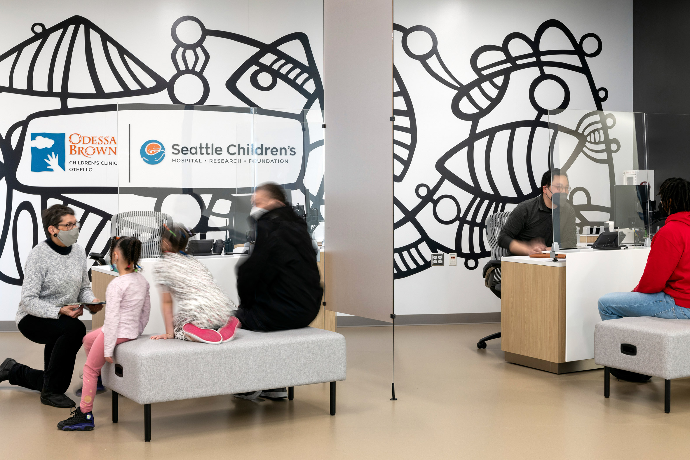 Bold mural within children's centre in Seattle