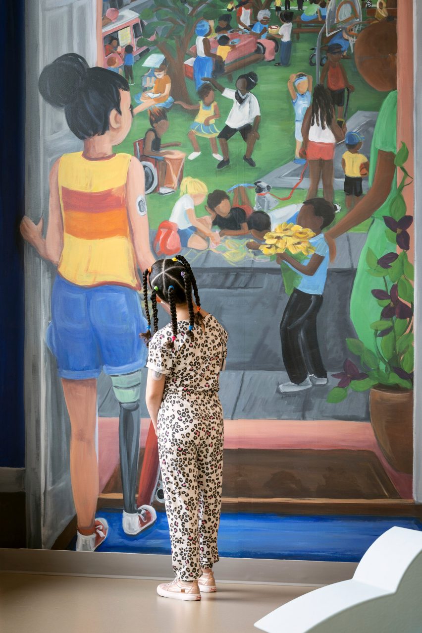 Bright and colourful mural within Odessa Brown Children's Clinic
